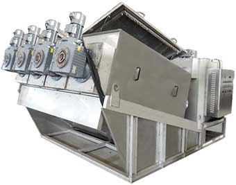 Sludge dewatering filter press